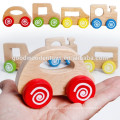 Vente chaude de bois naturel mini voiture jouet OEM éducatif troller jouets jouet jouet en bois EZ5125